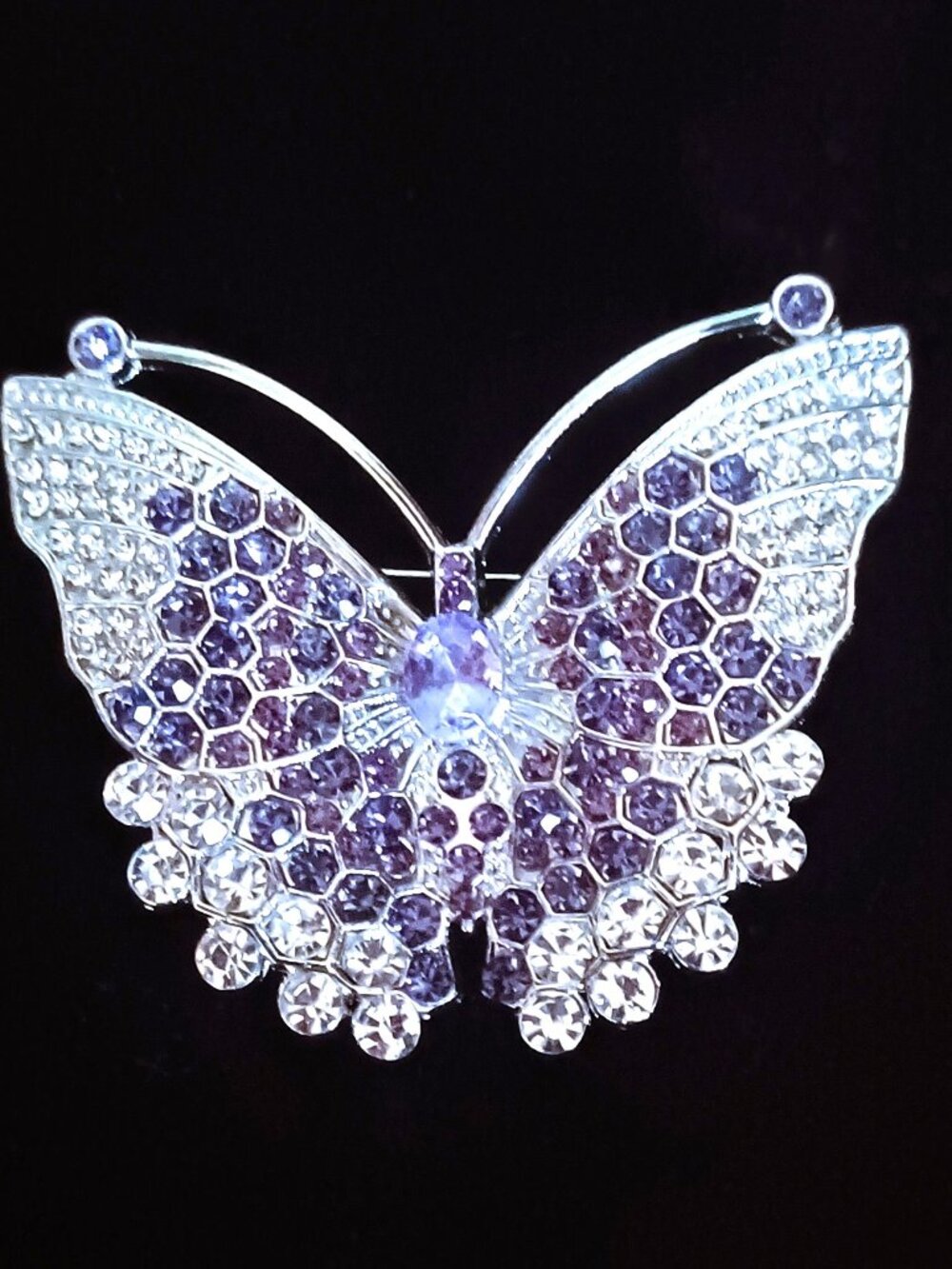 Sparkling Puple & Clear Rhinestone Brooch